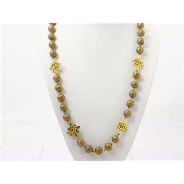 Chanel Gold-tone Beads CC Logo Necklace