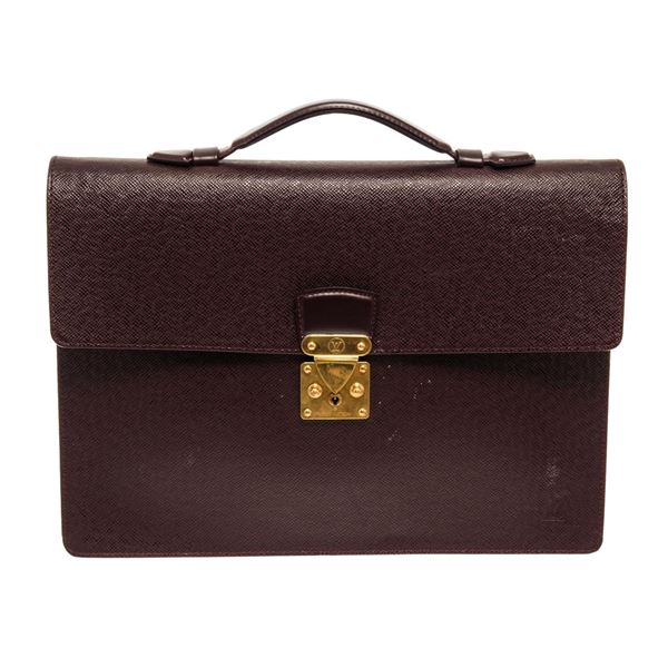 Louis Vuitton Burgundy Taiga Leather Serviette Clado Briefcase