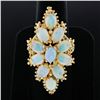 Image 2 : Vintage 14k Yellow Gold Oval Cabochon Opal Large Open Beaded Work Cocktail Ring