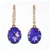 Image 1 : 14k Rose Gold 8.45 ctw FINE Oval Cut Purple Amethyst Diamond Drop Dangle Earring