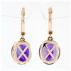 Image 3 : 14k Rose Gold 8.45 ctw FINE Oval Cut Purple Amethyst Diamond Drop Dangle Earring