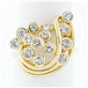 Image 1 : 14k Yellow Gold 1.30 ctw Bezel Diamond Open Wire Work Tiered Swirl Cocktail Ring