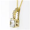 Image 4 : QUALITY 14K Yellow Gold Large Asscher Cut & 5 Round Hand Set CZ Pendant Necklace