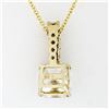 Image 5 : QUALITY 14K Yellow Gold Large Asscher Cut & 5 Round Hand Set CZ Pendant Necklace