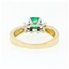 Image 7 : 14k TT Gold 1.08 ctw Three Stone Emerald Solitaire & Princess Diamond Accent Rin