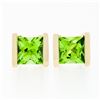 Image 1 : Classic 14K Yellow Gold 2.60 ctw Square Cut Channel Set Peridot Post Stud Earrin