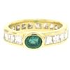 Image 1 : FINE 18K Gold 4.4 ctw Oval Emerald Solitaire & Square Diamond Eternity Band Ring