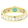 Image 3 : FINE 18K Gold 4.4 ctw Oval Emerald Solitaire & Square Diamond Eternity Band Ring