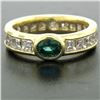 Image 8 : FINE 18K Gold 4.4 ctw Oval Emerald Solitaire & Square Diamond Eternity Band Ring