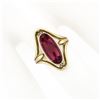 Image 3 : Antique Victorian 10k Yellow Gold Elongated Oval Buff Top Red Stone Open Ring