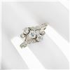 Image 3 : Antique 18K White Gold 1.11 ctw Old European Mine Diamond Three Stone Bypass Rin