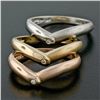 Image 2 : 14K Tri Color Gold Burnish Diamond Polished & Sandblast 3 Stackable V Band Rings