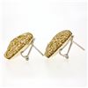 Image 3 : New Solid 14K Yellow Gold Large Round Tangled Wire Button Omega Back Earrings