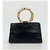 Image 1 : Judith Leiber Black Lizard Round Gold Gemstone Top Handle Bag