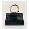 Image 3 : Judith Leiber Black Lizard Round Gold Gemstone Top Handle Bag