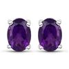 Plated 18KT White Gold 1.60ctw Amethyst and Diamond Earrings