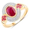 Image 1 : 14KT Yellow Gold 1.75ctw Johnson Ruby, Ruby and White Diamond Ring