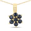 10KT Yellow Gold 0.43ctw Blue Sapphire and White Diamond Pendant