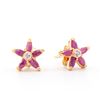 Plated 18KT Yellow Gold 1.05ctw Ruby and Diamond Earrings