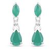 10KT White Gold 1.08ctw Emerald and Diamond Earrings