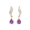 Plated 18KT Yellow Gold 2.04cts Amethyst and Diamond Earrings