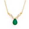 Plated 18KT Yellow Gold 3.55ct Green Agate and Diamond Pendant with Chain