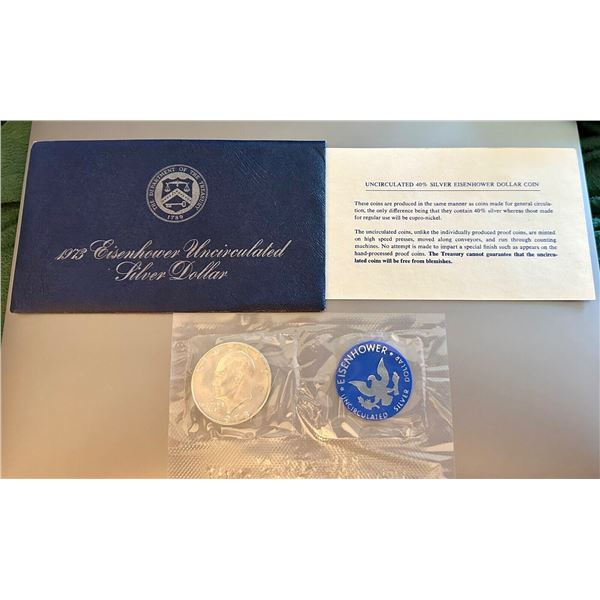 EISENHOWER SILVER DOLLAR 1973 S MINT SET 40% SILVER: BU BRILLIANT UNCIRCULATED