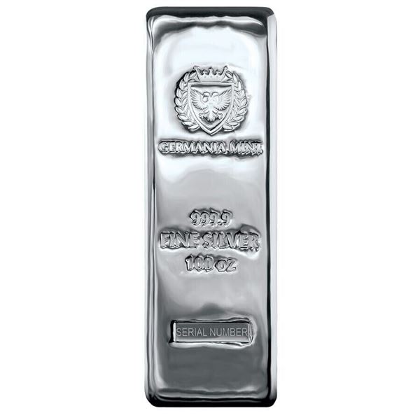 100 Troy oz Germania Mint Silver Bar .9999 Fine