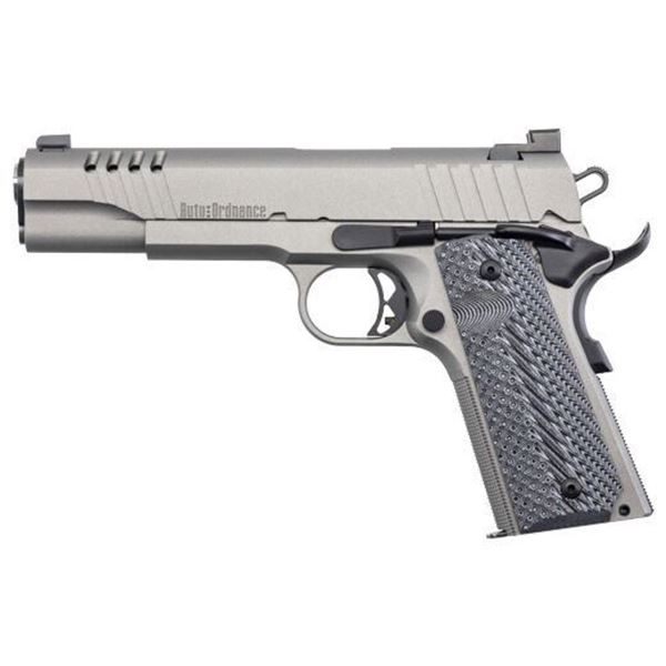 AUTO-ORDNANCE 1911A1 .45ACP STAINLESS NGT SGT RUBBER GRIPS