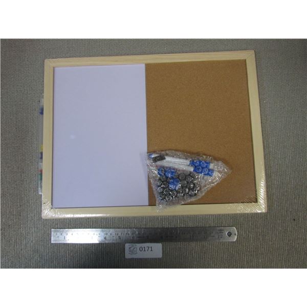 12"*17" Cork Board and Dry Erase Board Combo with Dry Erase Marker, Brush and Pushpins