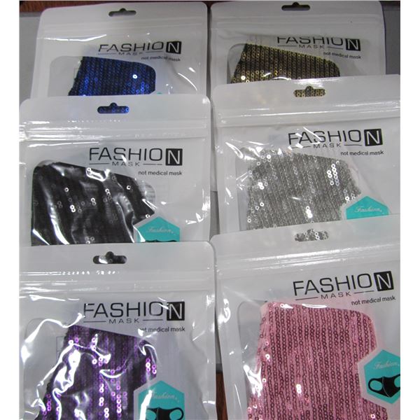 6 pack Glitter Fabric Mask with Adjustable Ear Loops, washable, reusable