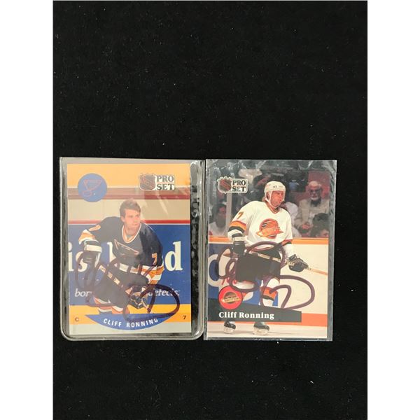 LOT OF SIGNED VINTAGE CLIFF RONNING NHL CARDS