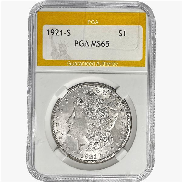 1921-S Morgan Silver Dollar PGA MS65