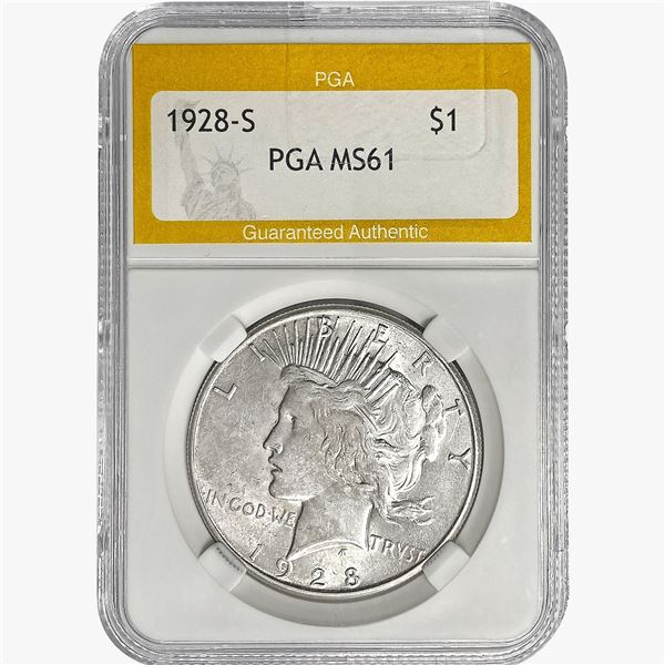 1928-S Silver Peace Dollar PGA MS61