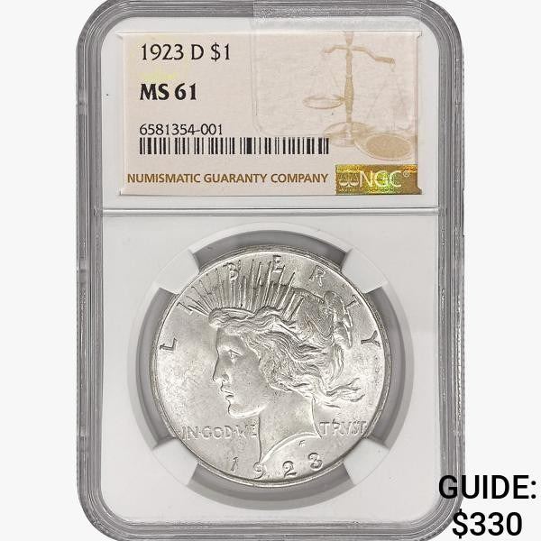 1923-D Silver Peace Dollar NGC MS61