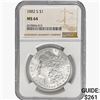 Image 1 : 1882-S Morgan Silver Dollar NGC MS64