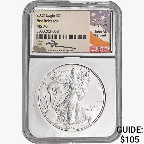 2020 Silver Eagle NGC MS70