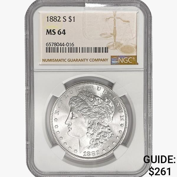 1882-S Morgan Silver Dollar NGC MS64