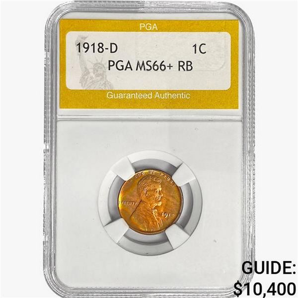 1918-D Wheat Cent PGA MS66+ RB