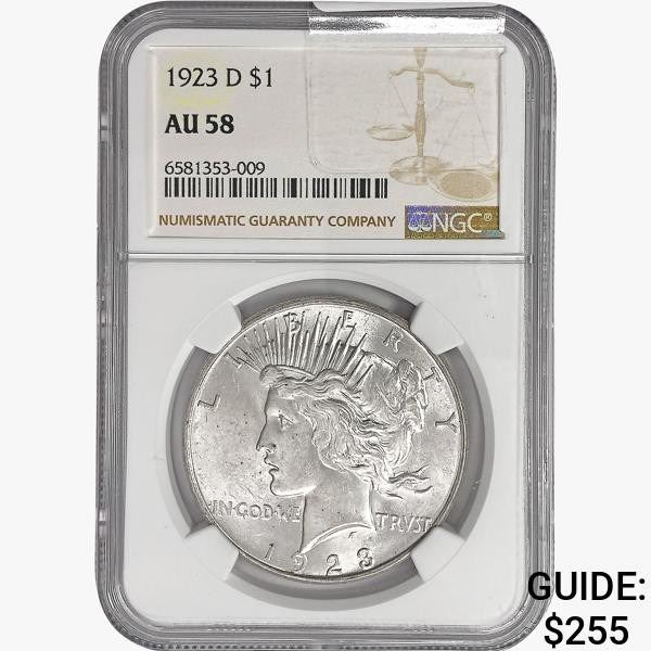 1923-D Silver Peace Dollar NGC AU58