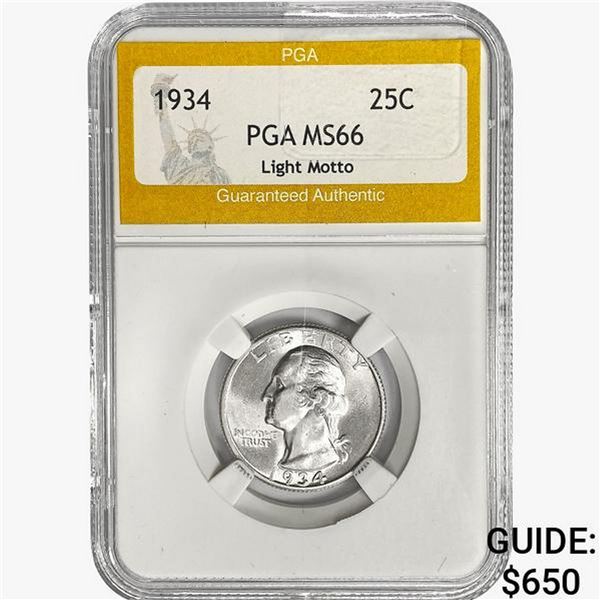 1934 Washington Silver Quarter PGA MS66 Light Mott