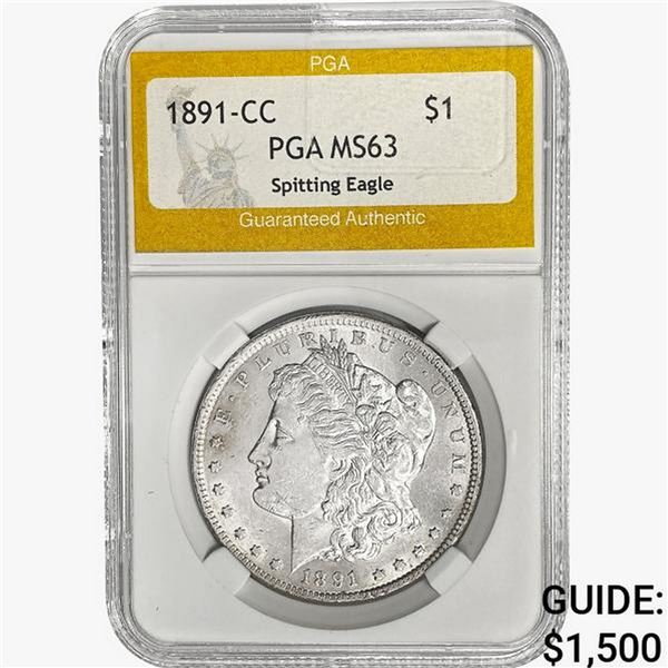 1891-CC Morgan Silver Dollar PGA MS63 Spit. Eagle