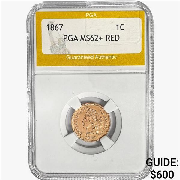 1867 Indian Head Cent PGA MS62+ RED