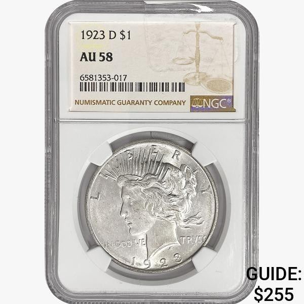 1923-D Silver Peace Dollar NGC AU58