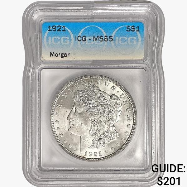 1921 Morgan Silver Dollar ICG MS65