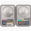 Image 2 : [2] 2021 American 1oz Silver Eagles NGC MS70 1st I