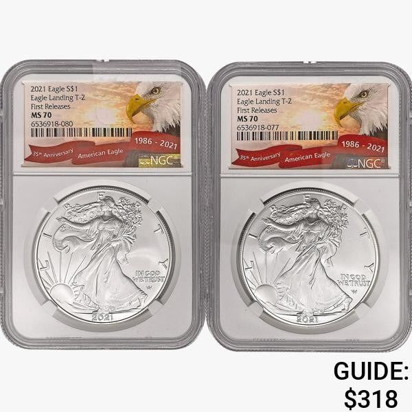 [2] 2021 American 1oz Silver Eagles NGC MS70 1st I