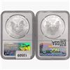 Image 2 : [2] American 1oz Silver Eagles NGC MS69/70 1st Iss