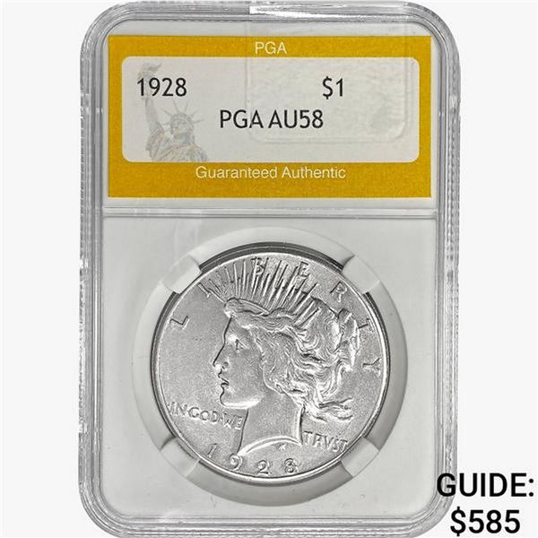 1928 Silver Peace Dollar PGA AU58