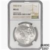 Image 1 : 1923-D Silver Peace Dollar NGC MS62